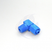 Fitting blau Winkel 90° 1/4 Zoll Gewinde zu 6/8mm Schlauch