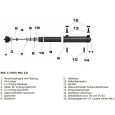 Aqua Medic Quarzrohr inkl. Zentrierung u. Halter f. O-Ring Helix Max 2.0, 5 W (80705-2)